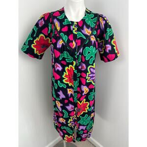 Women's Vintage Kelly Reed Multicolor Whacky Artsy Whimsical House Dress Small